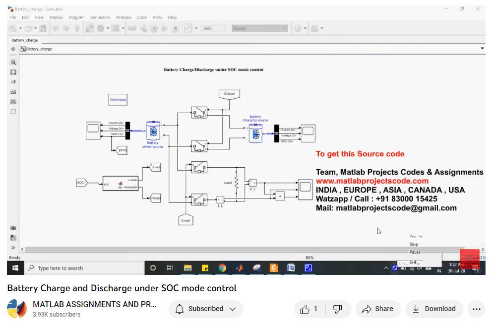 Battery Charge And Discharge Under Soc Mode Control project simulation thumbnail for Control Systems Engineering