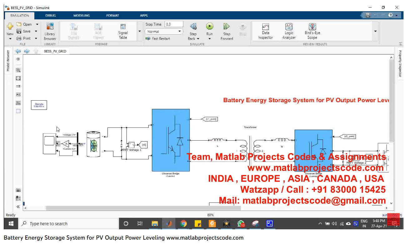 Battery Energy Storage System For Pv Output Power Leveling project simulation thumbnail for Renewable Energy Engineering