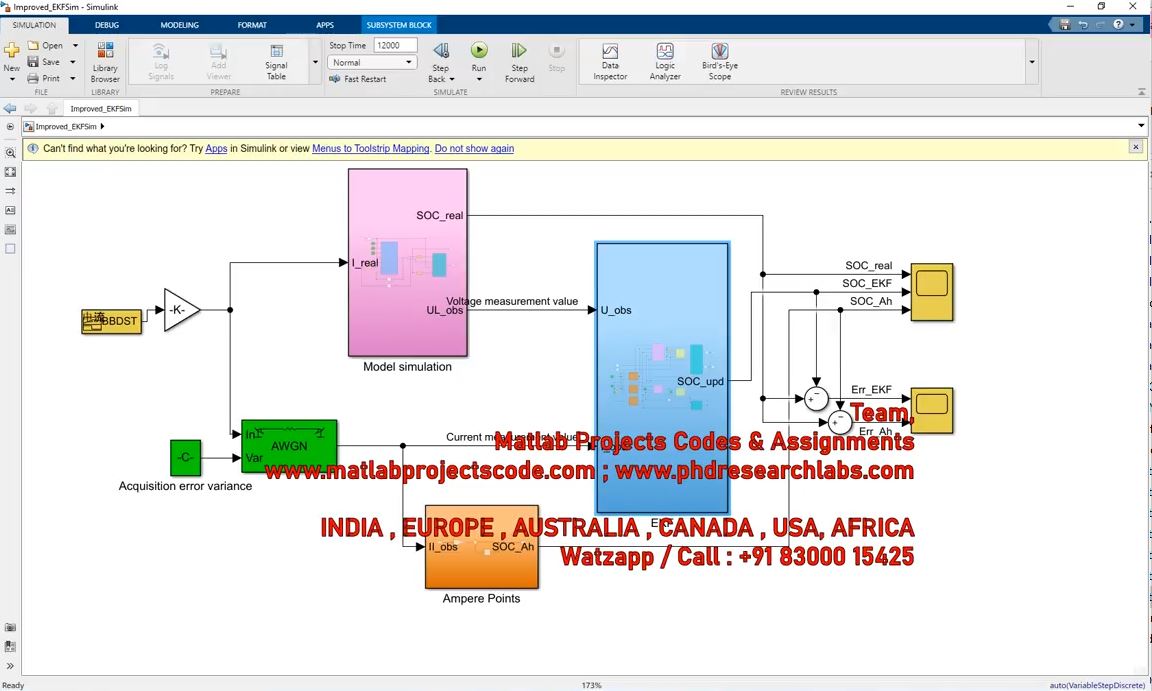 Battery State Of Charge Estimation _ Li-Battery Model Building _ Extended Kalman Filter _ Ekf _ Soc project simulation thumbnail for Electrical Engineering