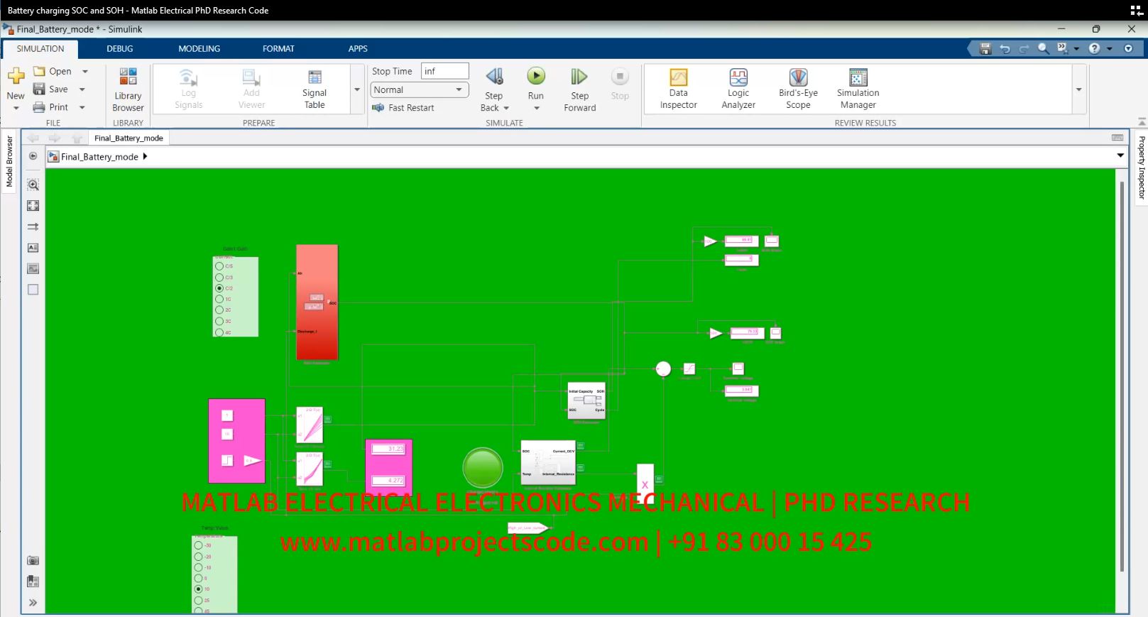 Battery Charging Soc And Soh - Matlab Electrical Phd Research Code project simulation thumbnail for Renewable Energy Engineering