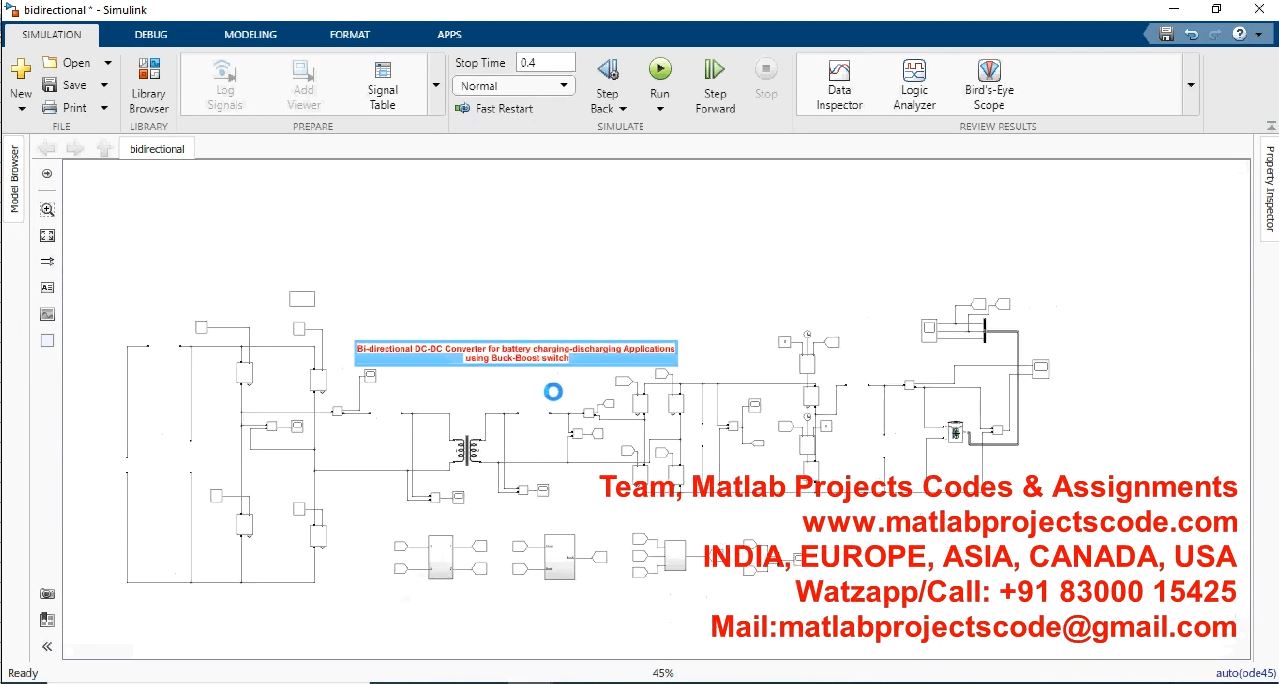 Bi-Directional Dc-Dc Converter For Battery Charging-Discharging Applications Using Buck-Boost Switch project simulation thumbnail for Mechanical, EV and Mechatronics Engineering