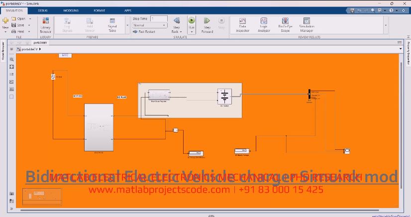 Bidirectional Electric Vehicle Charger Simuink Model project simulation thumbnail for Mechanical, EV and Mechatronics Engineering