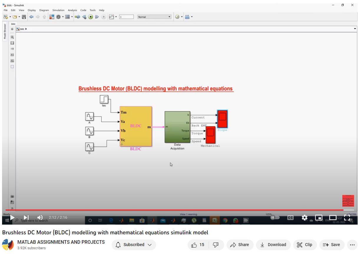 Brushless Dc Motor Bldc Modelling With Mathematical Equations Simulink Model project thumbnail image