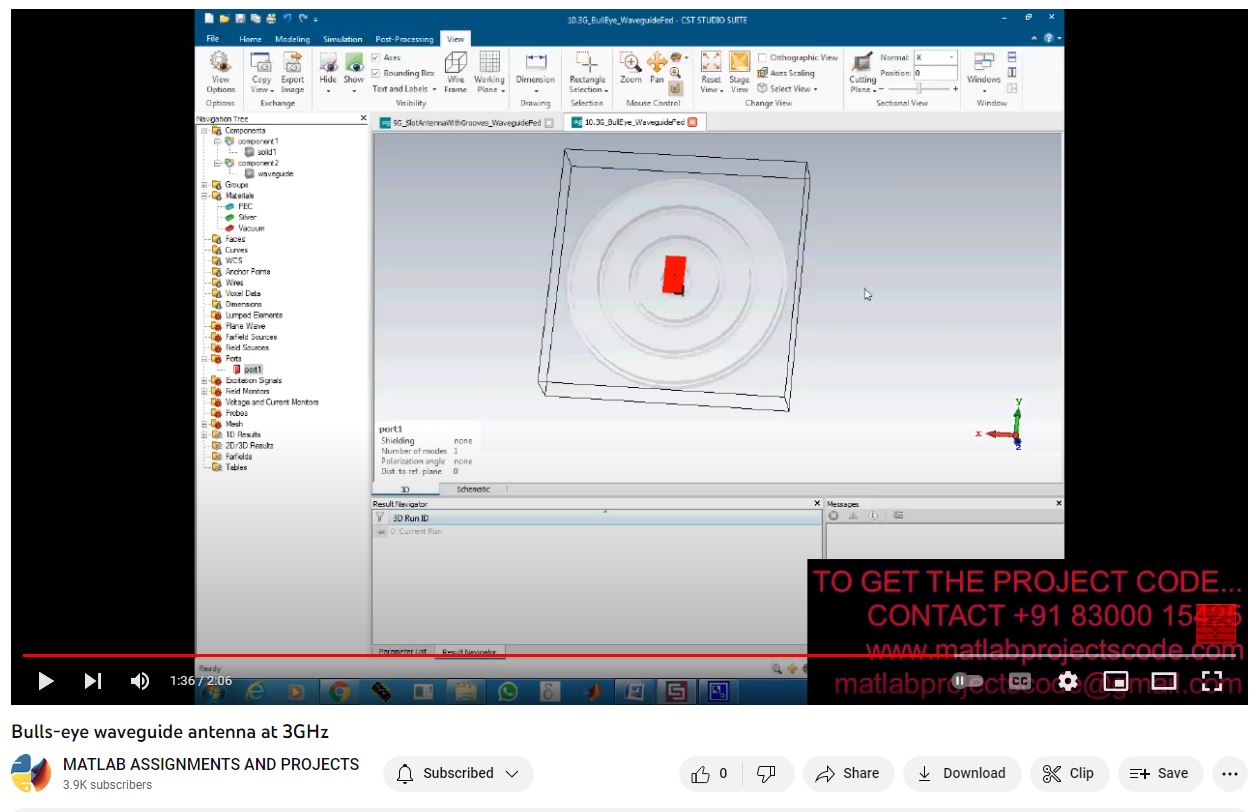 Bulls-Eye Waveguide Antenna At 3Ghz project simulation thumbnail for Electromagnetics and RF Engineering