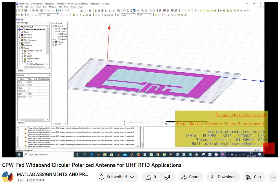 Cpw-Fed Wideband Circular Polarized Antenna For Uhf Rfid Applications project simulation thumbnail for Electromagnetics and RF Engineering