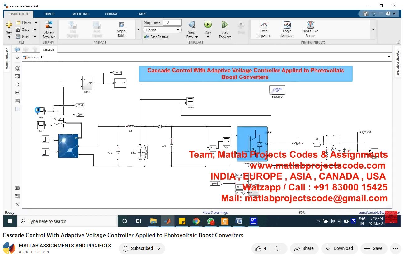 Cascade Control With Adaptive Voltage Controller Applied To Photovoltaic Boost Converters project simulation thumbnail for Power Electronics Engineering