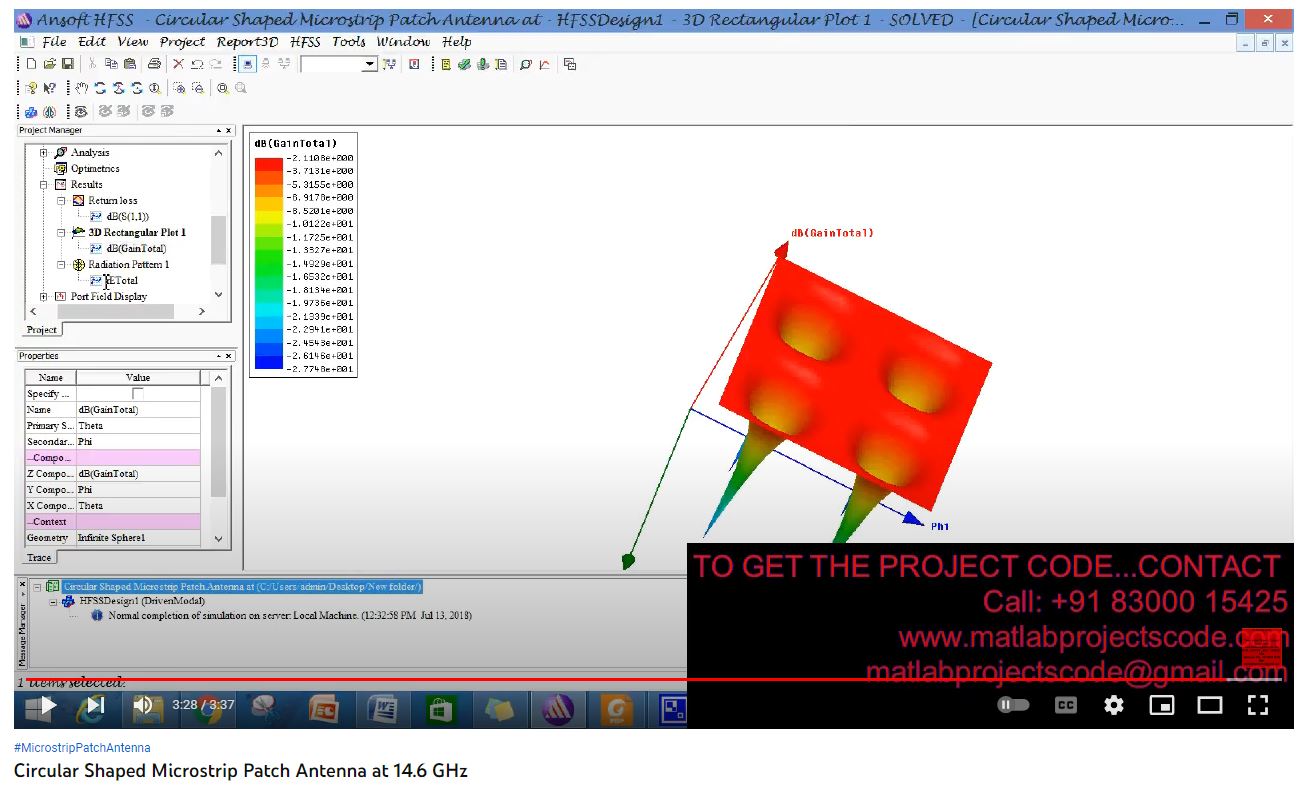 Circular Shaped Microstrip Patch Antenna at 14.6 GHz project simulation thumbnail for Electromagnetics and RF Engineering