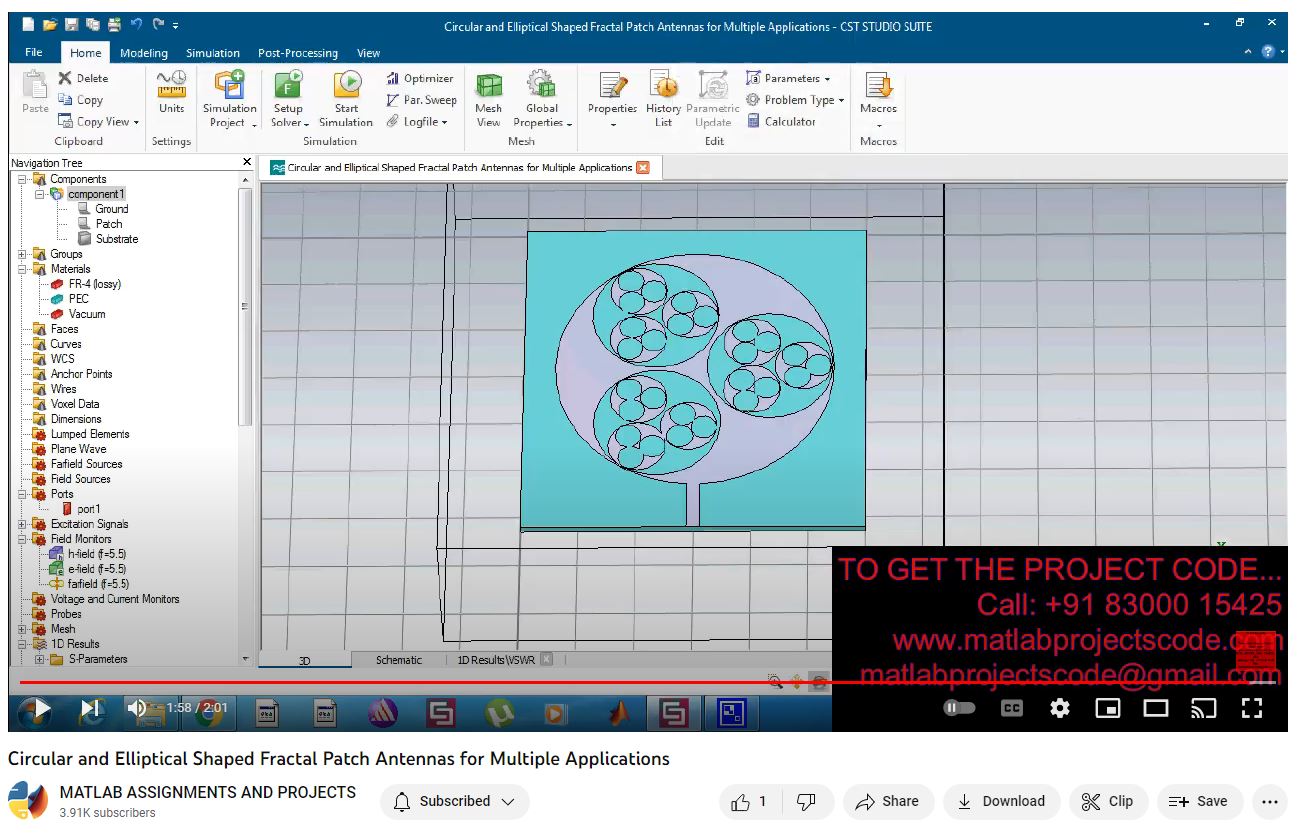 Circular And Elliptical Shaped Fractal Patch Antennas For Multiple Applications project simulation thumbnail for Electromagnetics and RF Engineering