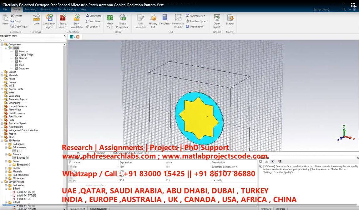 Circularly Polarized Octagon Star Shaped Microstrip Patch Antenna Conical Radiation Pattern project simulation thumbnail for Electromagnetics and RF Engineering