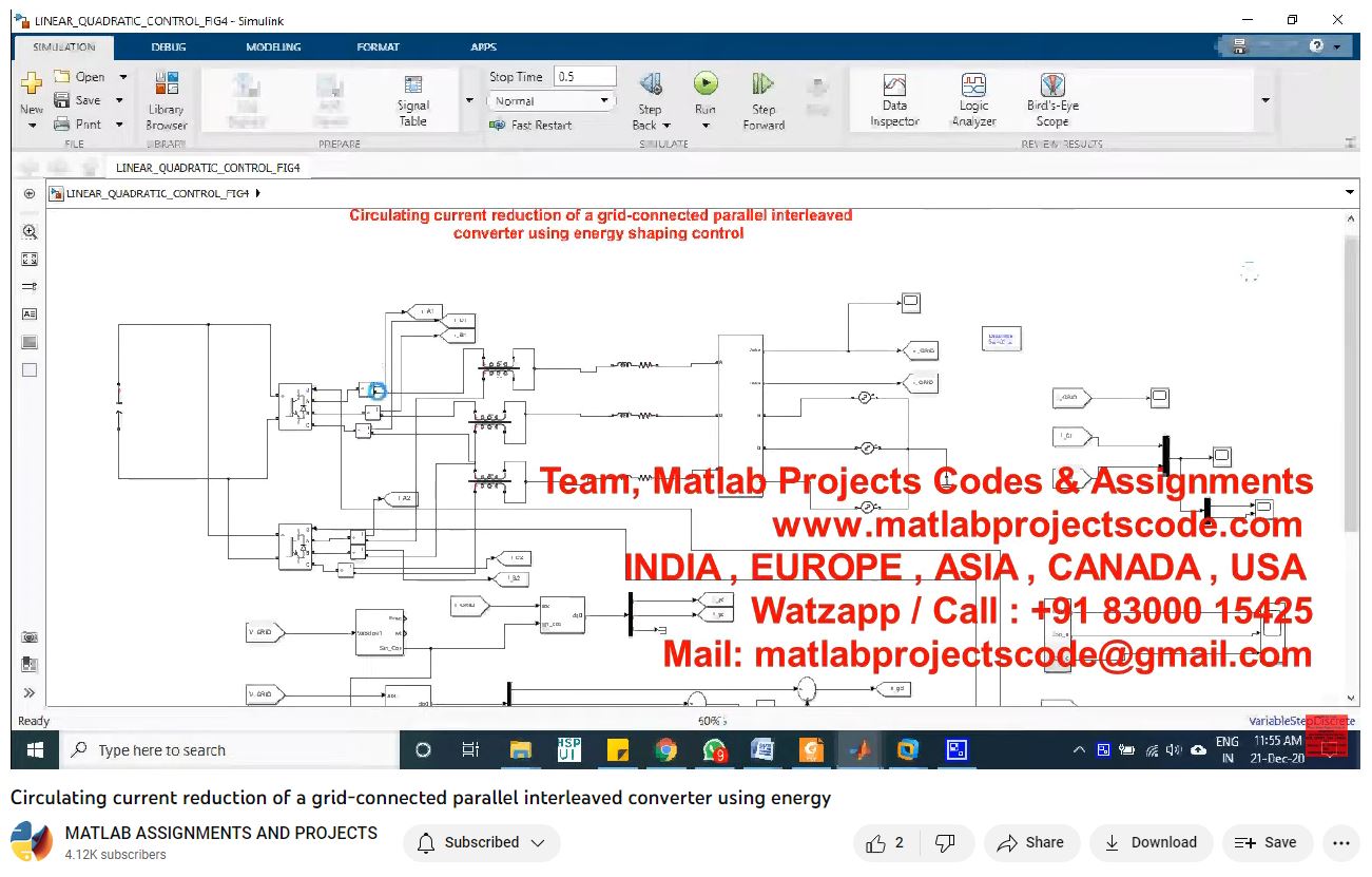 Circulating Current Reduction Of A Grid-Connected Parallel Interleaved Converter Using Energy project simulation thumbnail for Power Electronics Engineering