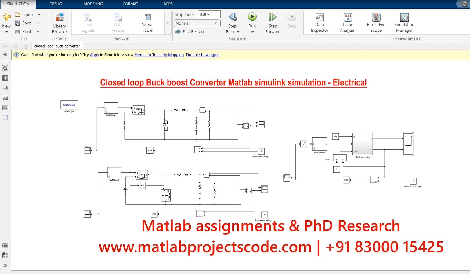Closed Loop Buck Boost Converter Matlab Simulink Simulation - Electrical project simulation thumbnail for Power Electronics Engineering