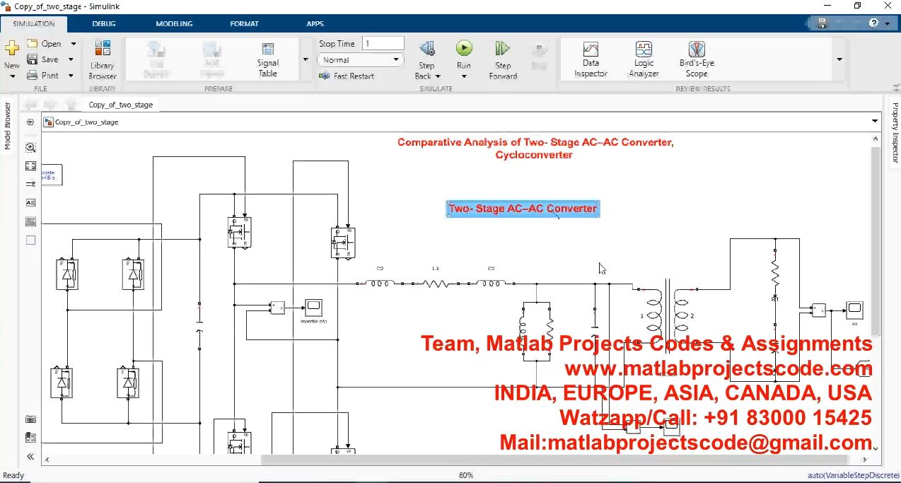 Comparative Analysis Of Two-Stage Ac Ac Converter And Cycloconverter project simulation thumbnail for Power Electronics Engineering