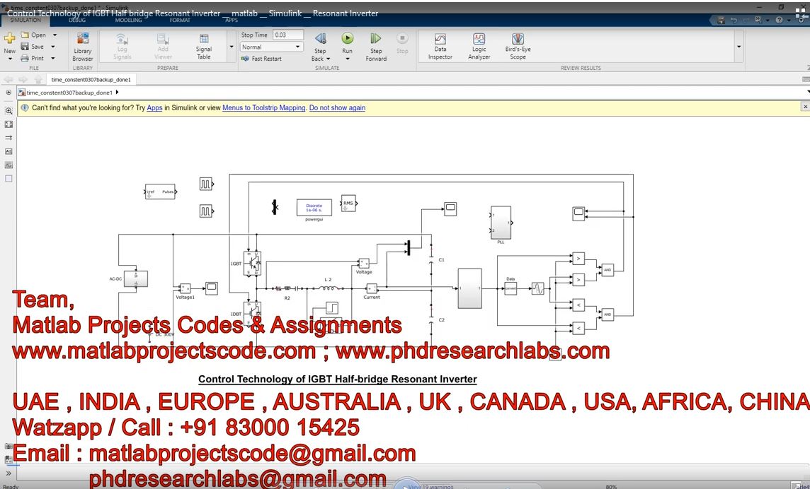 Control Technology Of Igbt Half Bridge Resonant Inverter _ Matlab _ Simulink _ Resonant Inverter project simulation thumbnail for Power Electronics Engineering