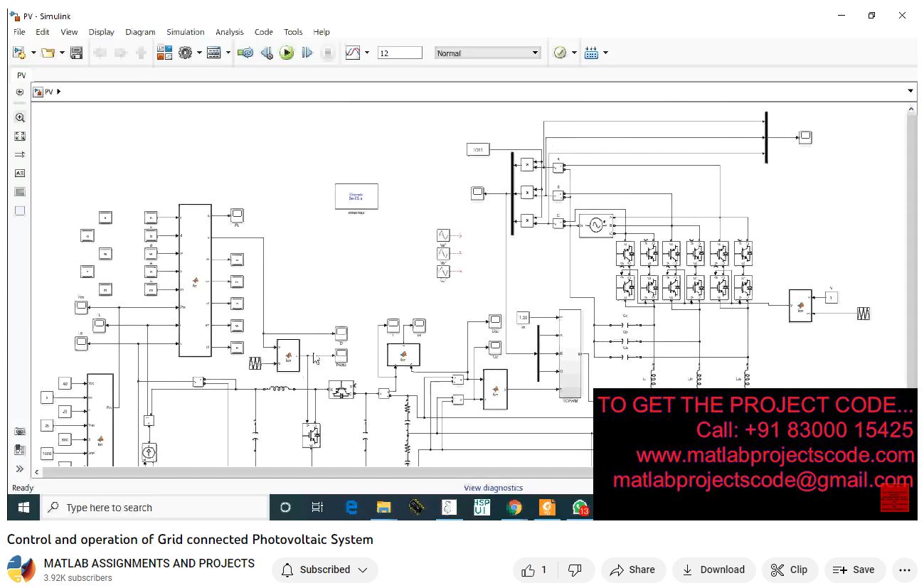 Control And Operation Of Grid Connected Photovoltaic System project simulation thumbnail for Control Systems Engineering