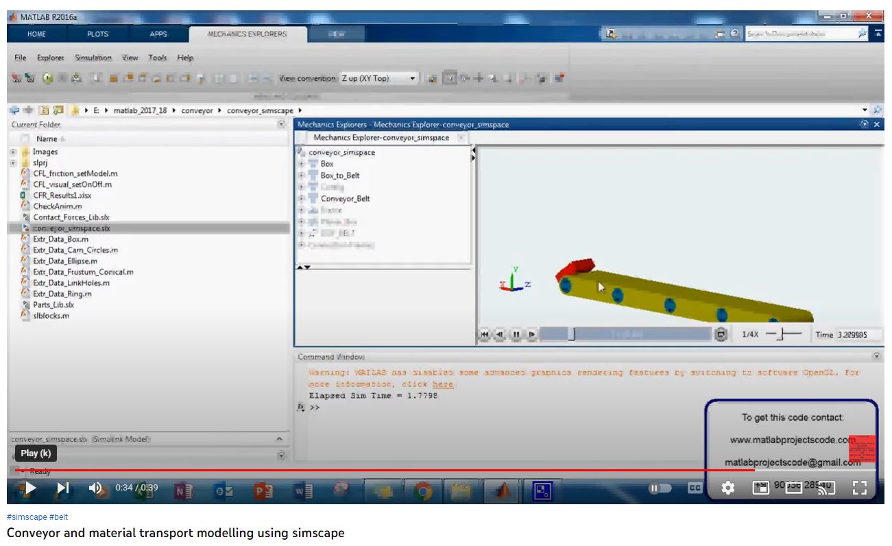 Conveyor and Material Transport Modelling using Simscape project simulation thumbnail for Mechanical, EV and Mechatronics Engineering