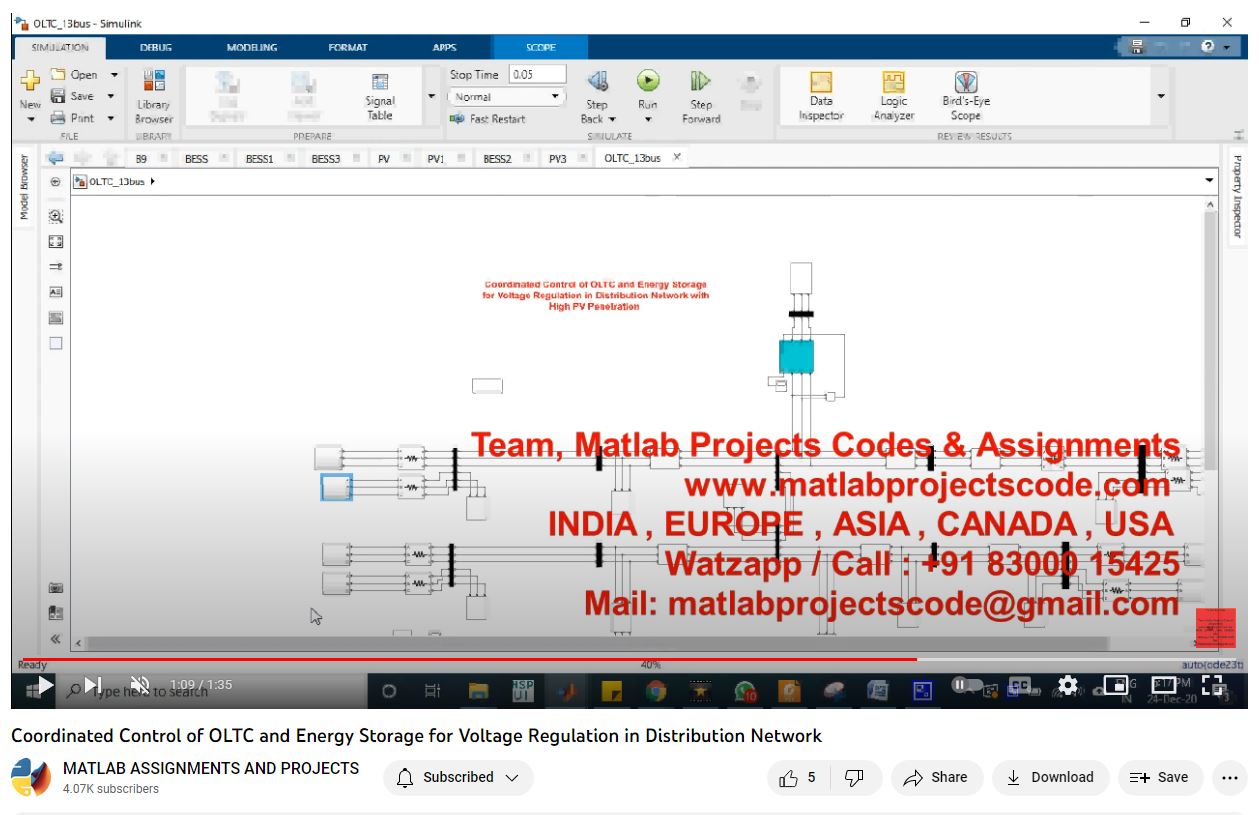 Coordinated Control Of Oltc And Energy Storage For Voltage Regulation In Distribution Network-Matlab Simulink-Electrical Assignments-Projects-Phd Research project simulation thumbnail for Renewable Energy Engineering