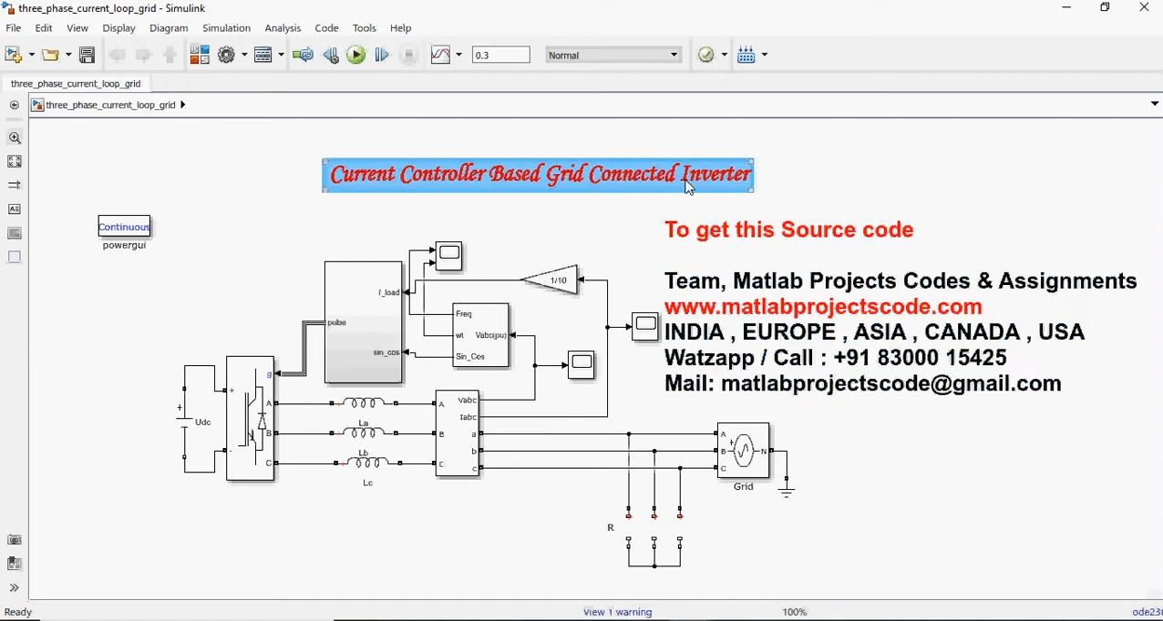 Current Controller Based Grid Connected Inverter project simulation thumbnail for Power Electronics Engineering