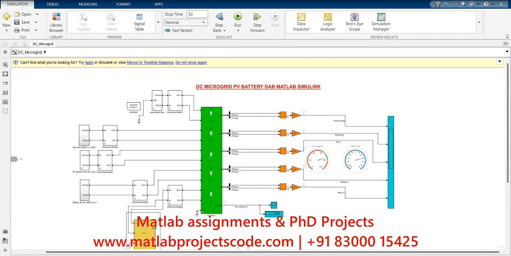 Dc Microgrid Pv Battery Dual Active Bridge Matlab Simulink Simulation project simulation thumbnail for Renewable Energy Engineering