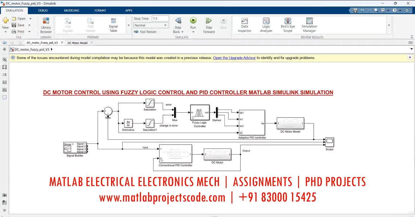 Dc Motor Control Using Fuzzy Logic And Pid Controller Matlab Simulink Simulation project simulation thumbnail for Mechanical, EV and Mechatronics Engineering
