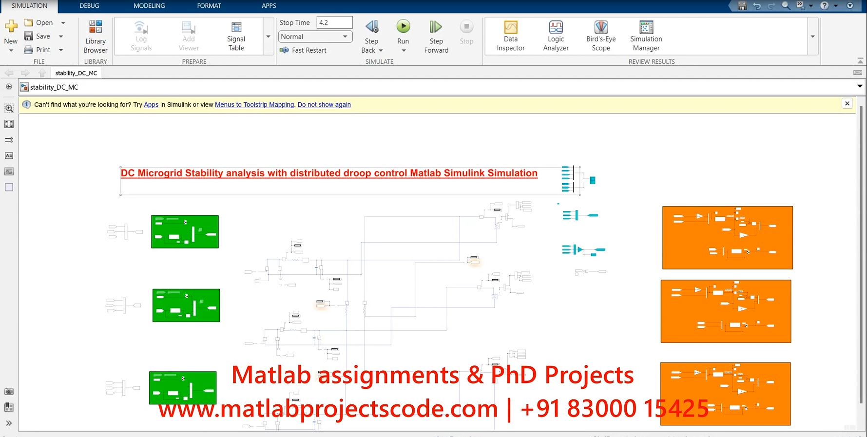 Dc Microgrid Stability Analysis With Distributed Droop Control Matlab Simulink Simulation project simulation thumbnail for Renewable Energy Engineering