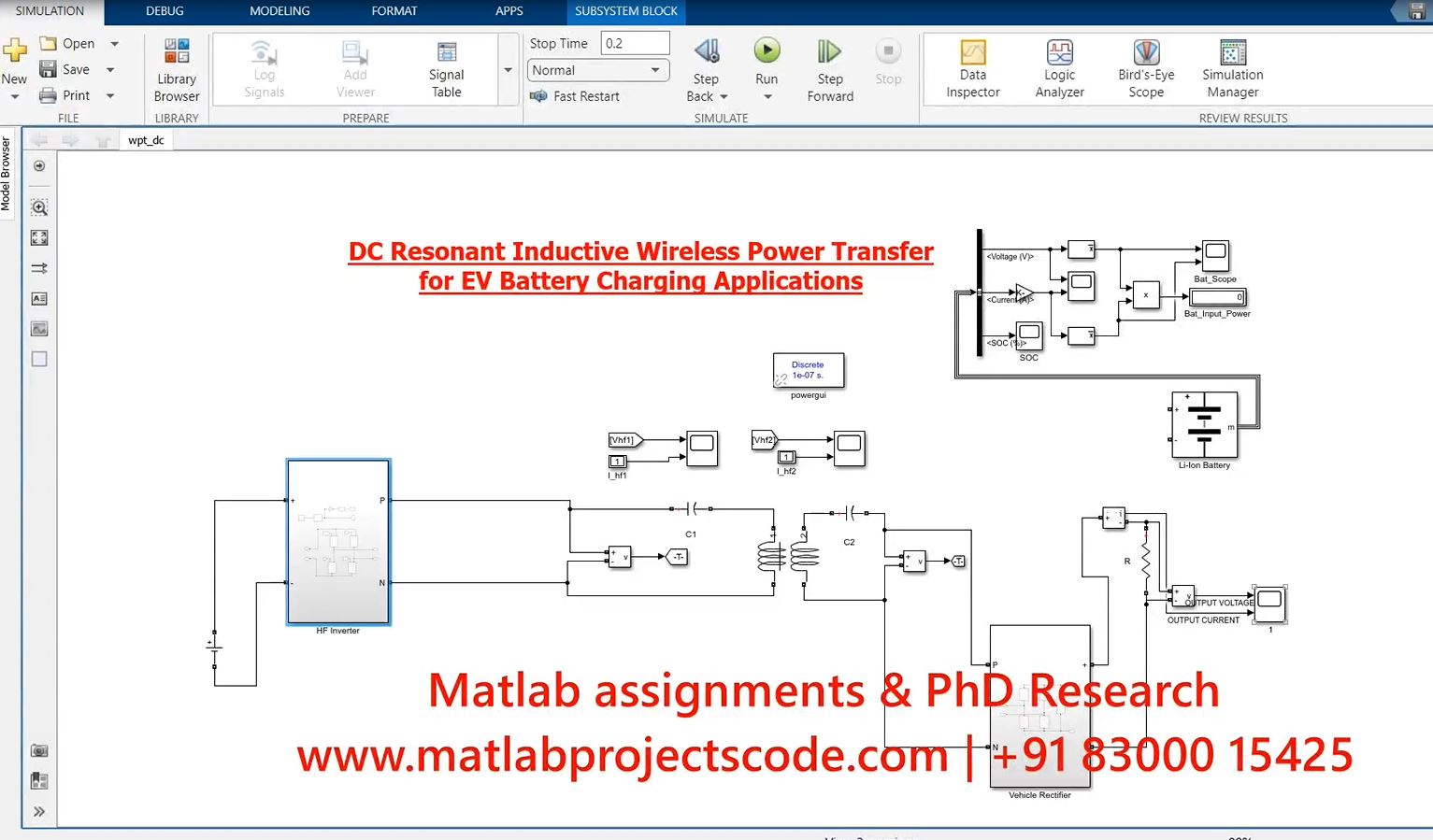 Dc Resonant Inductive Wireless Power Transfer For Ev Battery Charging Applications-Electrical project simulation thumbnail for Renewable Energy Engineering