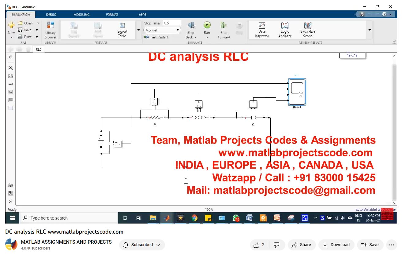 Dc Analysis Rlc-Matlab Simulink-Electrical Assignments-Projects-Phd Research project simulation thumbnail for Electrical Engineering