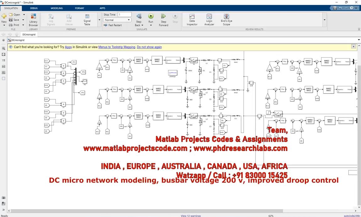 Dc Microgrid Modelling Using Improved Droop Control project simulation thumbnail for Renewable Energy Engineering
