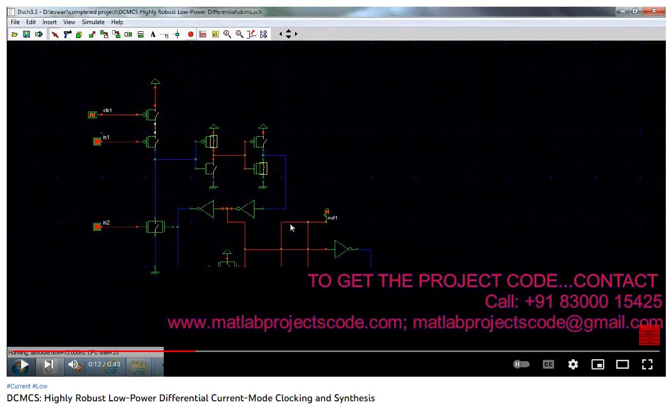 DCMCS_Highly Robust Low-Power Differential Current-Mode Clocking and Synthesis project simulation thumbnail for Electronics Engineering