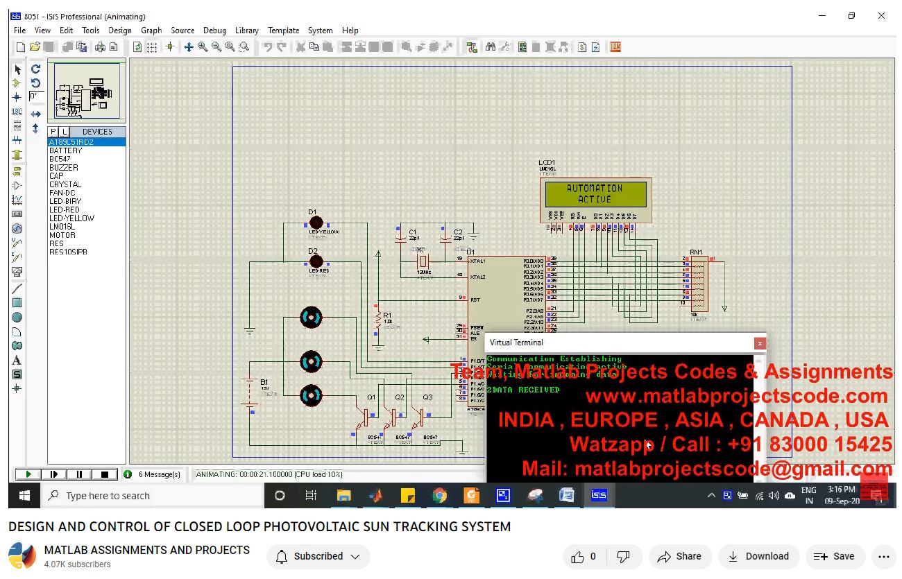 Design And Control Of Closed Loop Photovoltaic Sun Tracking System-Matlab Simulink-Electrical Assignments-Projects-Phd Research project simulation thumbnail for Control Systems Engineering