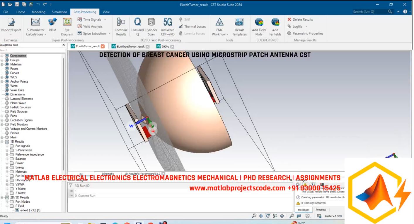 Detection Of Breast Cancer Using Microstrip Patch Antenna Cst project simulation thumbnail for Electromagnetics and RF Engineering