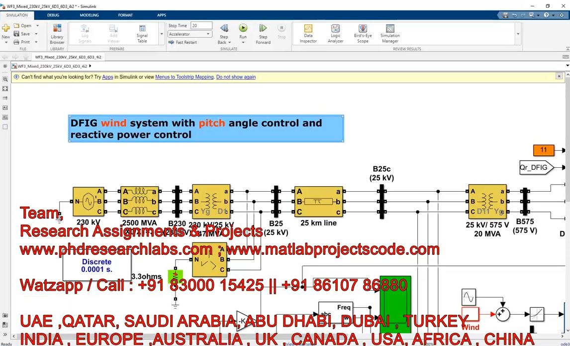 Dfig Wind System With Pitch Angle Control And Reactive Power Control _ Pitch Control Wind Turbine project simulation thumbnail for Renewable Energy Engineering