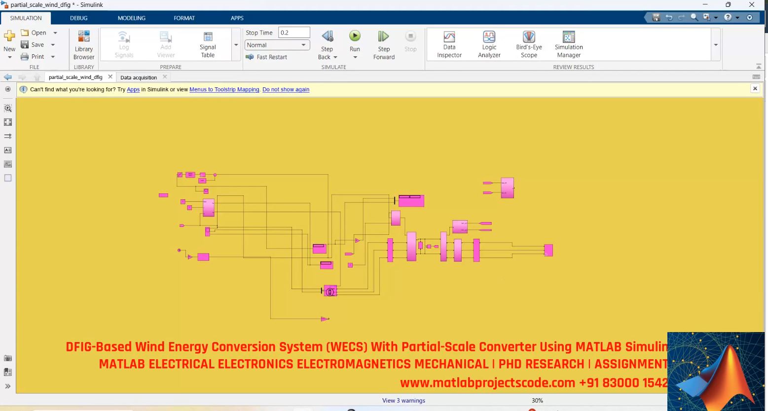 Dfig-Based Wind Energy Conversion System Wecs With Partial-Scale Converter Using Matlab Simulink project thumbnail image