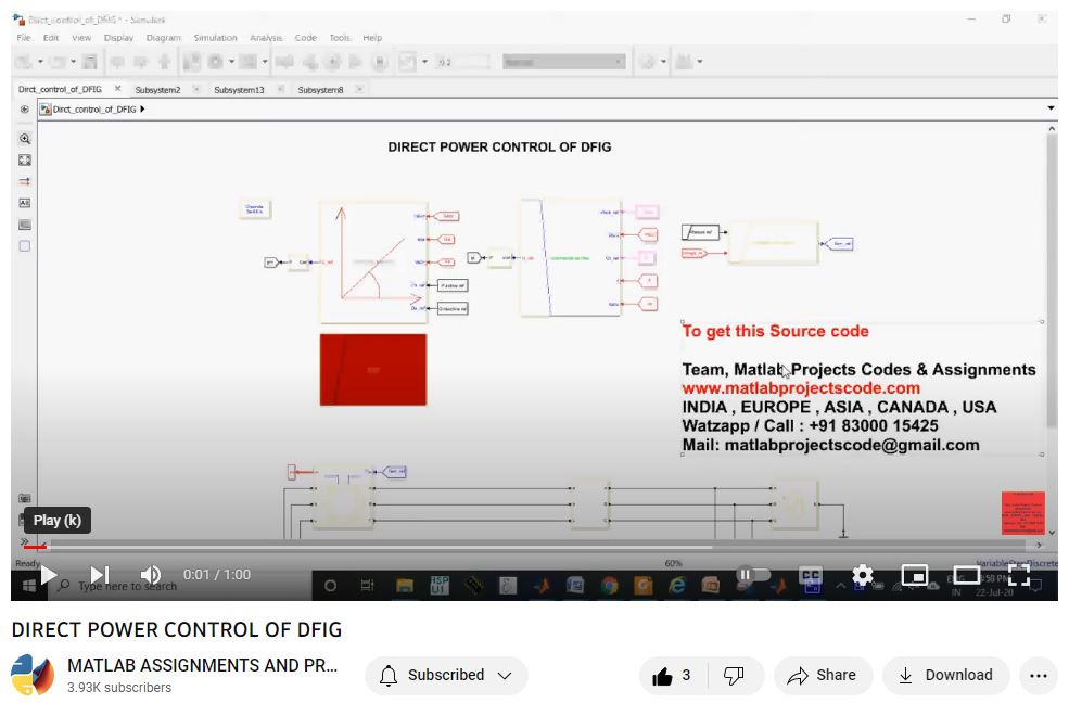 Direct Power Control Of Dfig | MATLAB Project