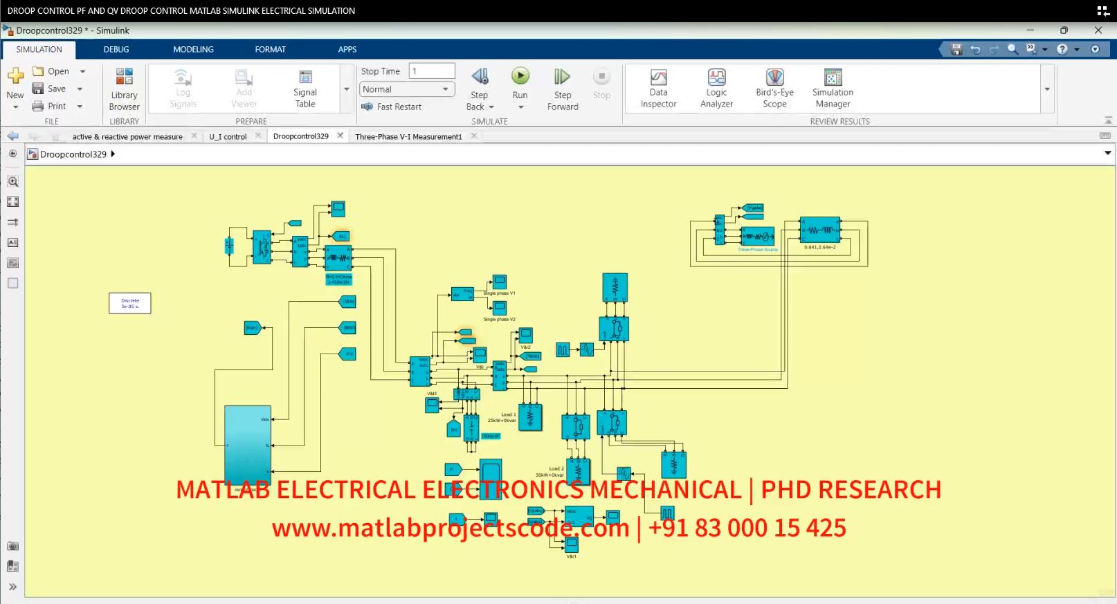 Droop Control Pf And Qv Droop Control Matlab Simulink Electrical Simulation project simulation thumbnail for Control Systems Engineering