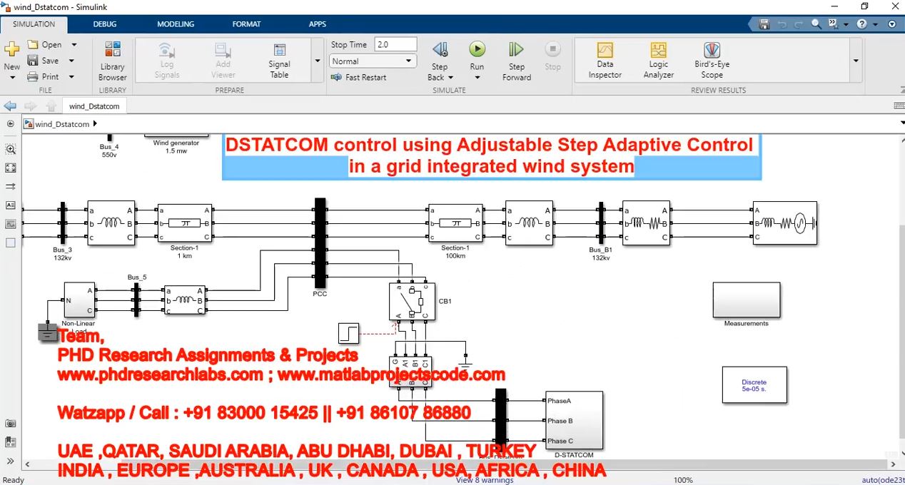 Dstatcom Control Using Adjustable Step Adaptive Control In A Grid Integrated Wind System project simulation thumbnail for Renewable Energy Engineering