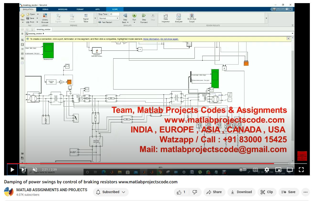 Damping Of Power Swings By Control Of Braking Resistors-Matlab Simulink-Electrical Assignments-Projects-Phd Research project simulation thumbnail for Renewable Energy Engineering