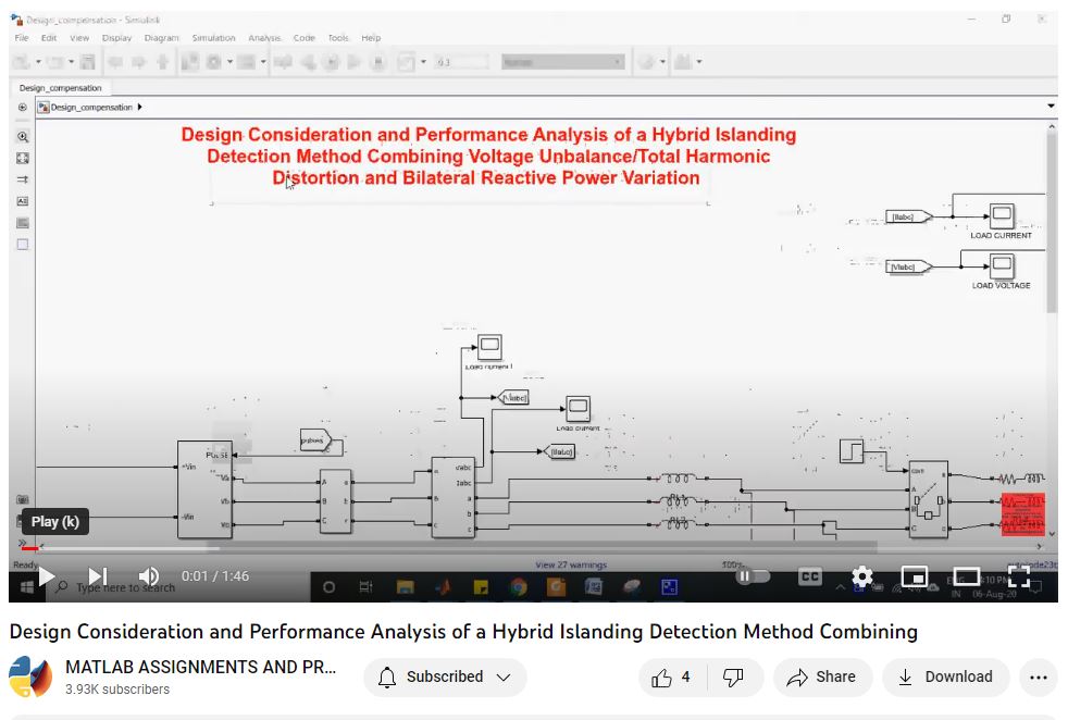 Design Consideration And Performance Analysis Of A Hybrid Islanding Detection Method Combining project simulation thumbnail for Signal Processing and AI Engineering