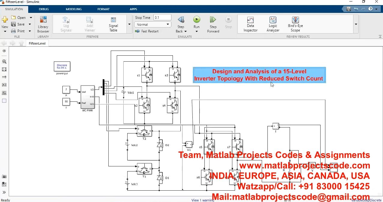 Design And Analysis Of A 15-Level Inverter Topology With Reduced Switch Count project simulation thumbnail for Power Electronics Engineering