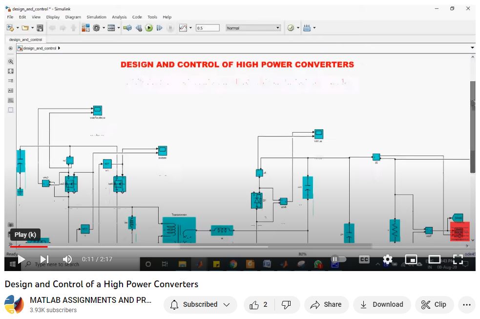 Design And Control Of A High Power Converters project simulation thumbnail for Renewable Energy Engineering