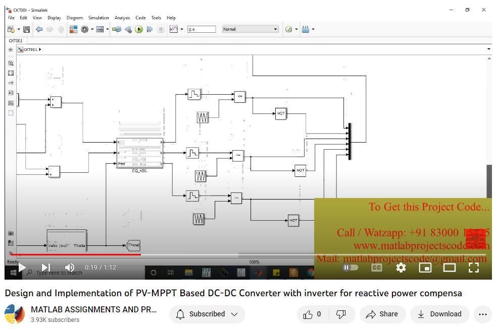 Design And Implementation Of Pv-Mppt Based Dc-Dc Converter With Inverter For Reactive Power Compensa project simulation thumbnail for Renewable Energy Engineering