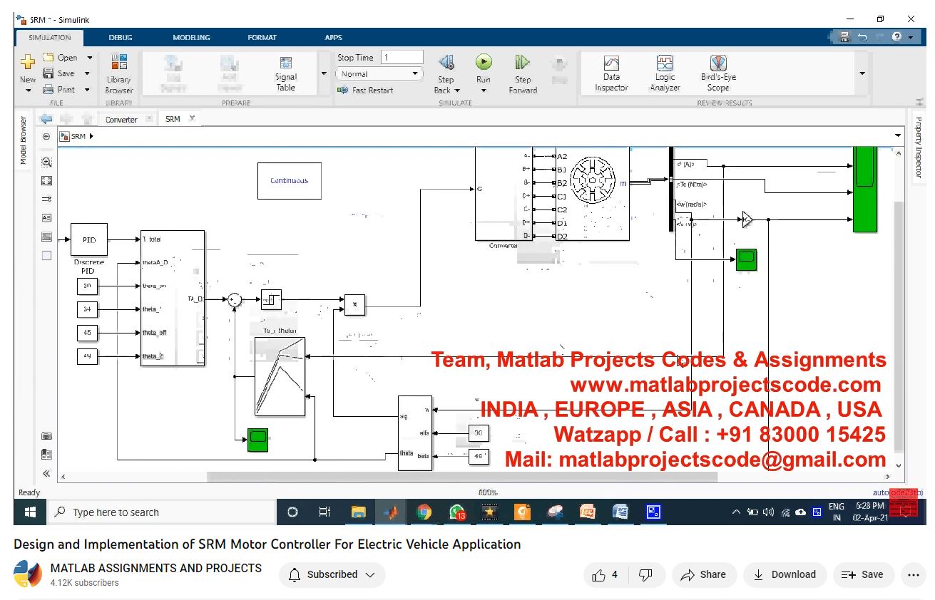 Design And Implementation Of Srm Motor Controller For Electric Vehicle Application project simulation thumbnail for Mechanical, EV and Mechatronics Engineering