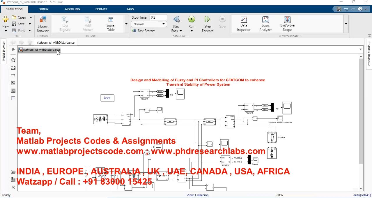 Design And Modelling Of Fuzzy And Pi Controllers For Statcom To Enhance Transient Stability project simulation thumbnail for Control Systems Engineering