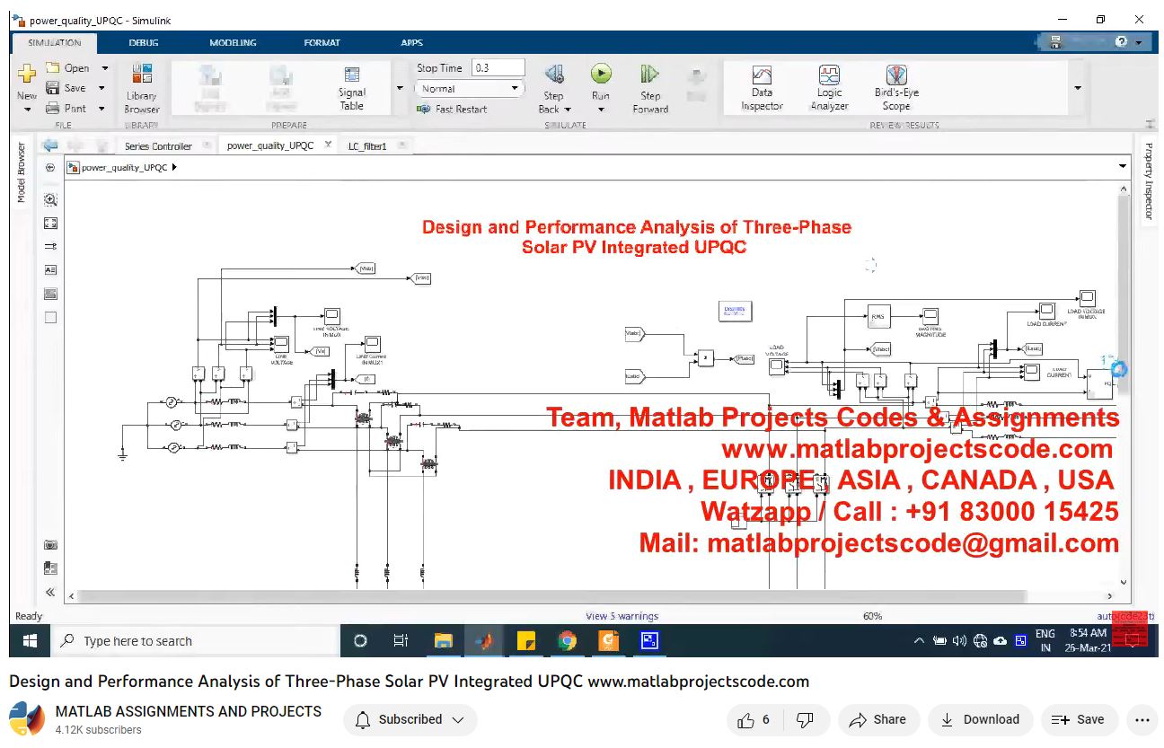 Design And Performance Analysis Of Three-Phase Solar Pv Integrated Upqc project simulation thumbnail for Renewable Energy Engineering