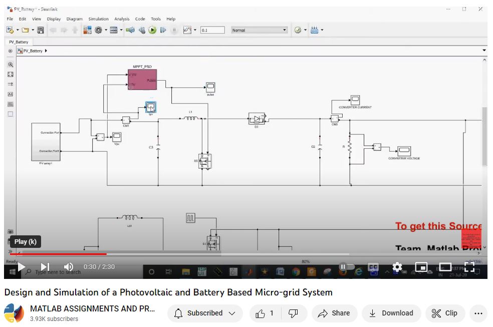 Design And Simulation Of A Photovoltaic And Battery Based Micro-Grid System project simulation thumbnail for Electrical Engineering