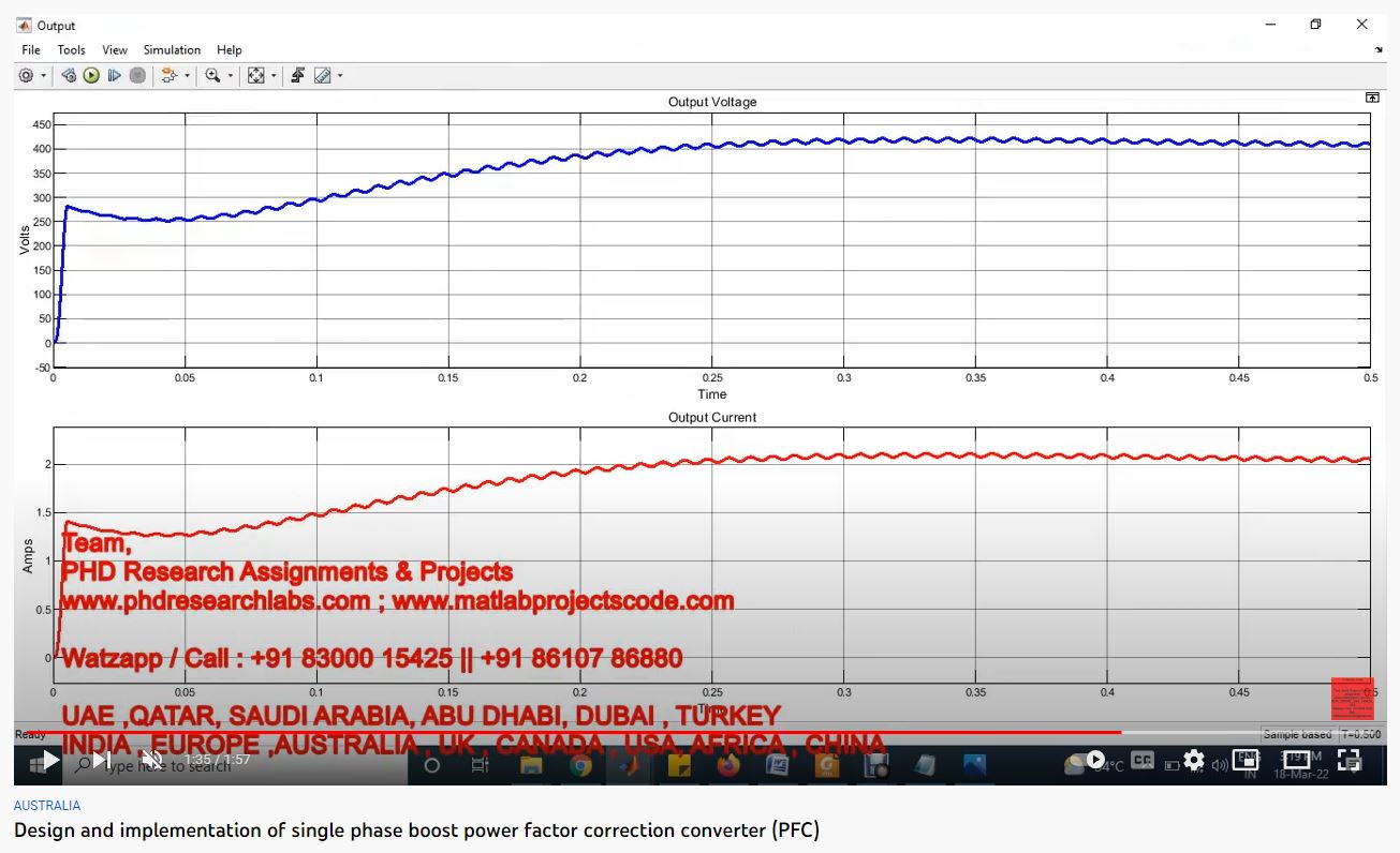 Design And Implementation Of Single Phase Boost Power Factor Correction Converter Pfc project simulation thumbnail for Renewable Energy Engineering
