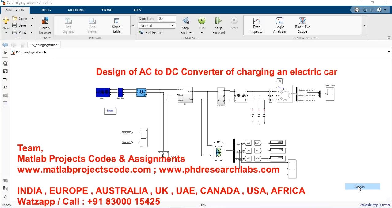 Design Of Ac To Dc Converter Of Charging An Electric Vehicle project simulation thumbnail for Mechanical, EV and Mechatronics Engineering