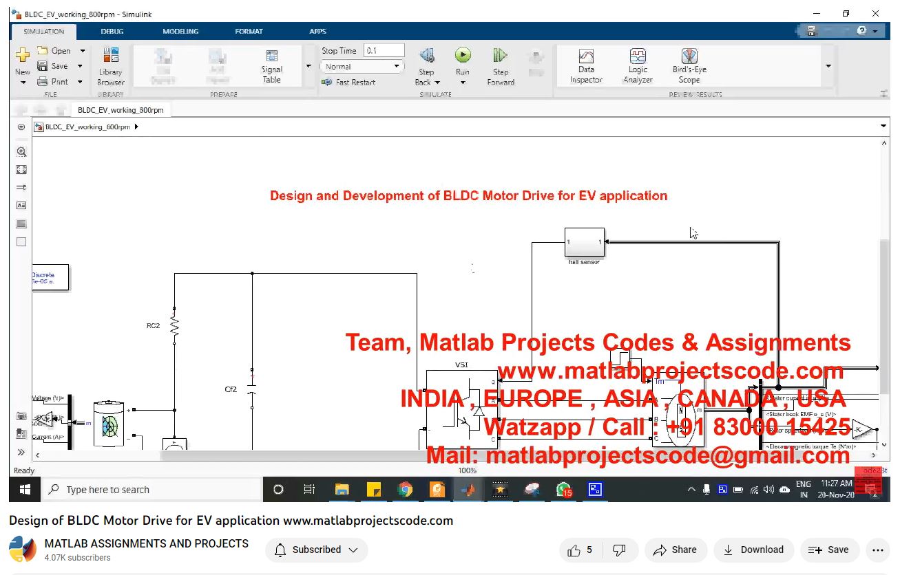 Design Of Bldc Motor Drive For Ev Application-Matlab Simulink-Electrical Assignments-Projects-Phd Research project simulation thumbnail for Mechanical, EV and Mechatronics Engineering