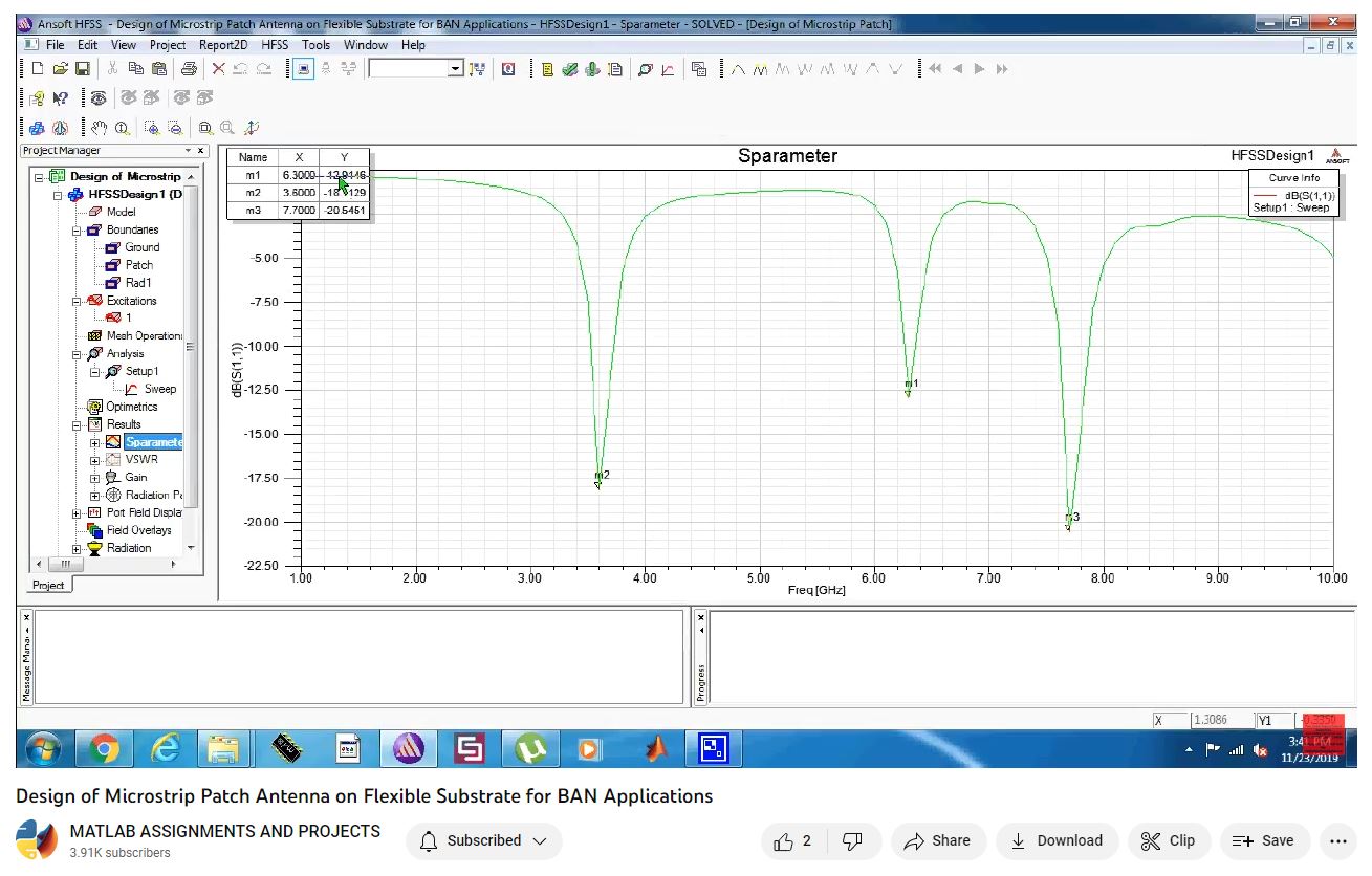 Design Of Microstrip Patch Antenna On Flexible Substrate For Ban Applications project simulation thumbnail for Electromagnetics and RF Engineering