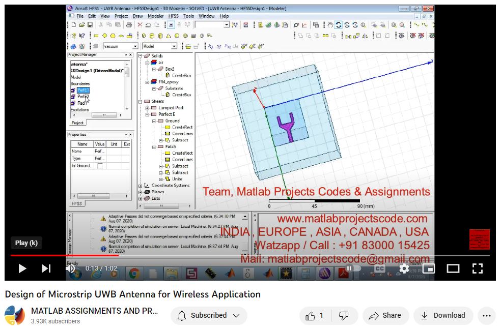 Design Of Microstrip Uwb Antenna For Wireless Application project simulation thumbnail for Electromagnetics and RF Engineering