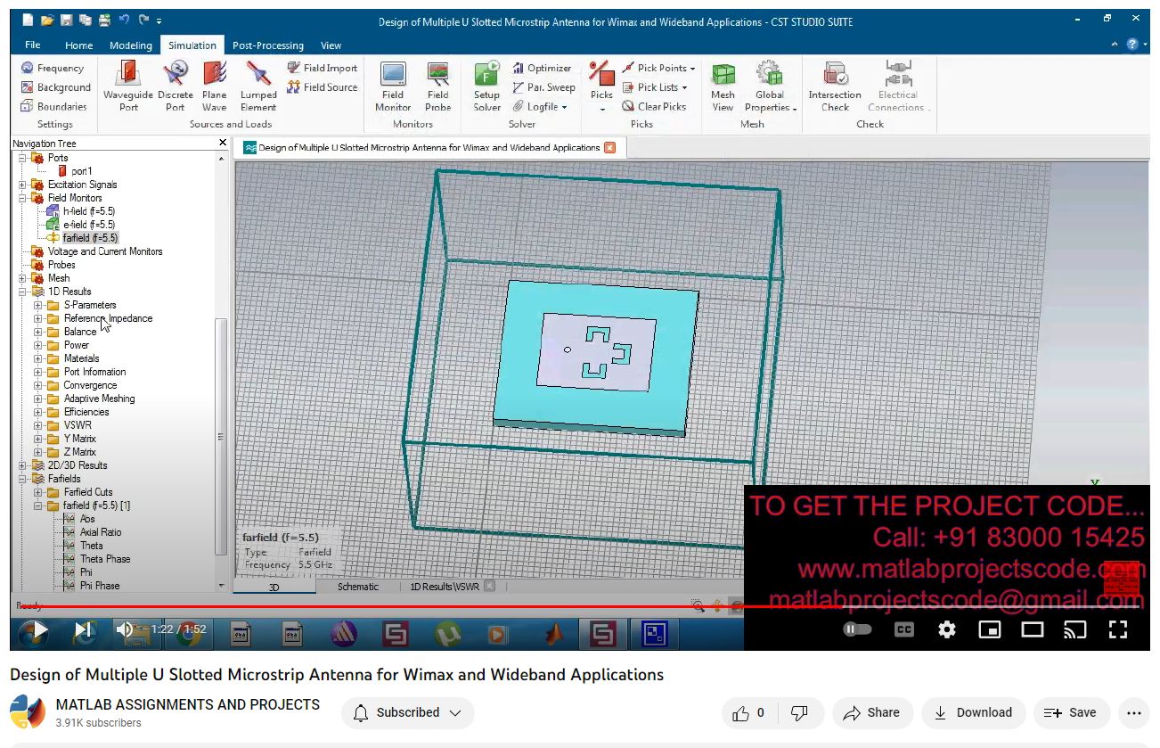 Design Of Multiple U Slotted Microstrip Antenna For Wimax And Wideband Applications project simulation thumbnail for Electromagnetics and RF Engineering